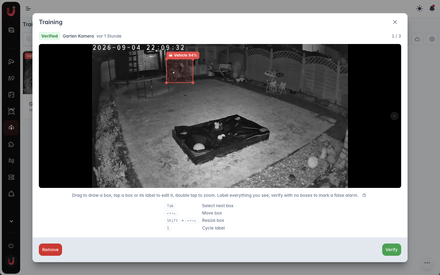 Training editor with labeled boxes
