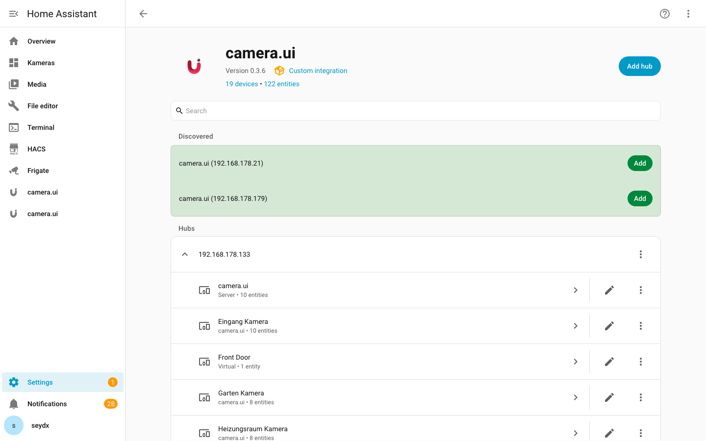 camera.ui devices and entities in Home Assistant