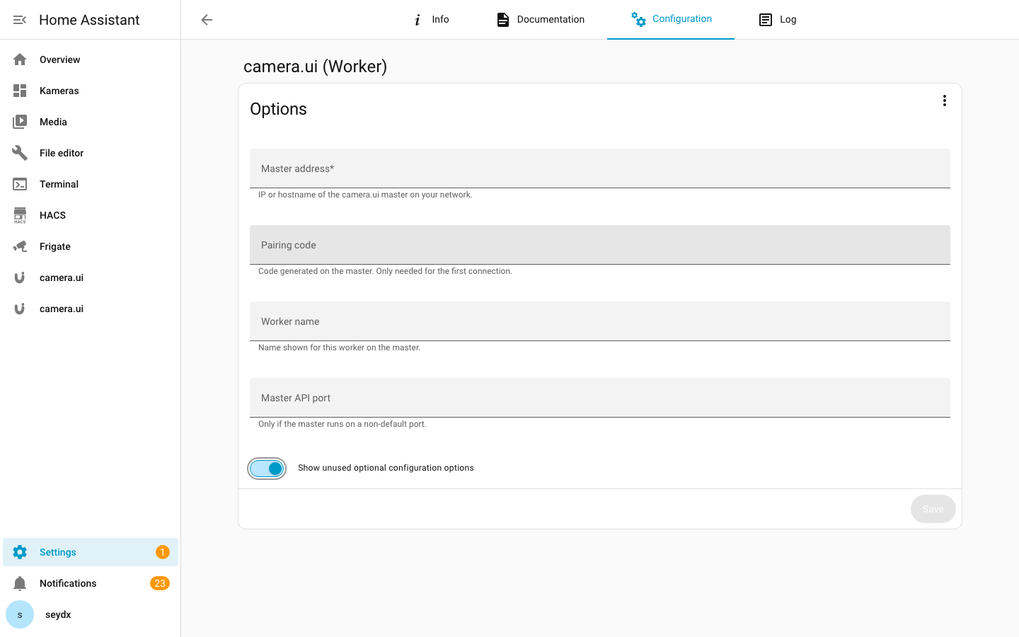 The camera.ui Worker app options